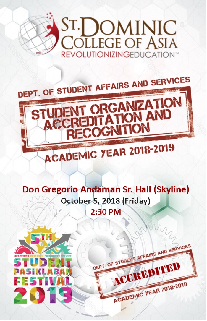 STUDENT ORGANIZATION ACCREDITATION & RECOGNITION FOR AY. 2018-2019