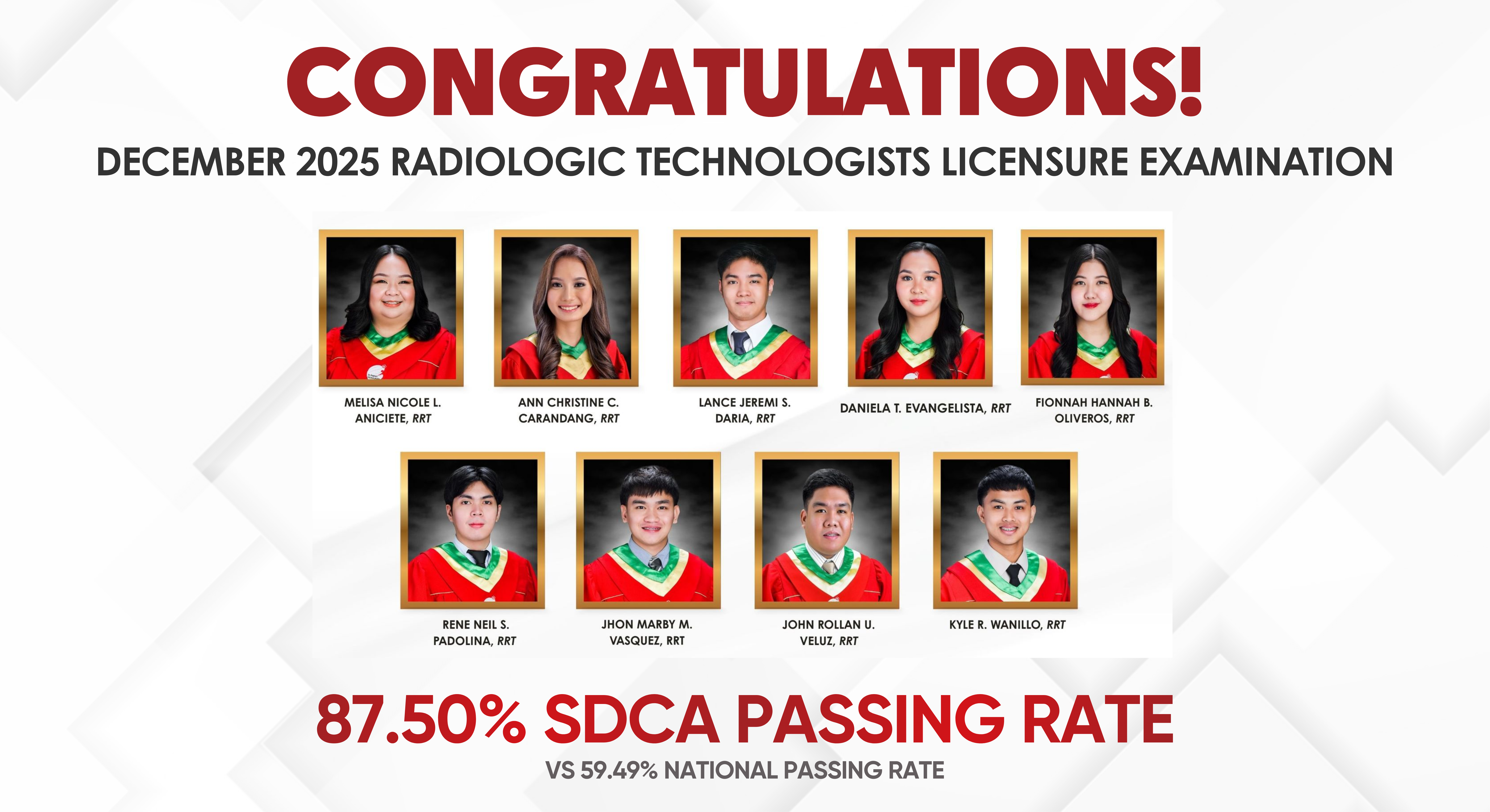 SDCA Achieves 87.50% Passing Rate in December 2025 Radiologic Technologist Examination