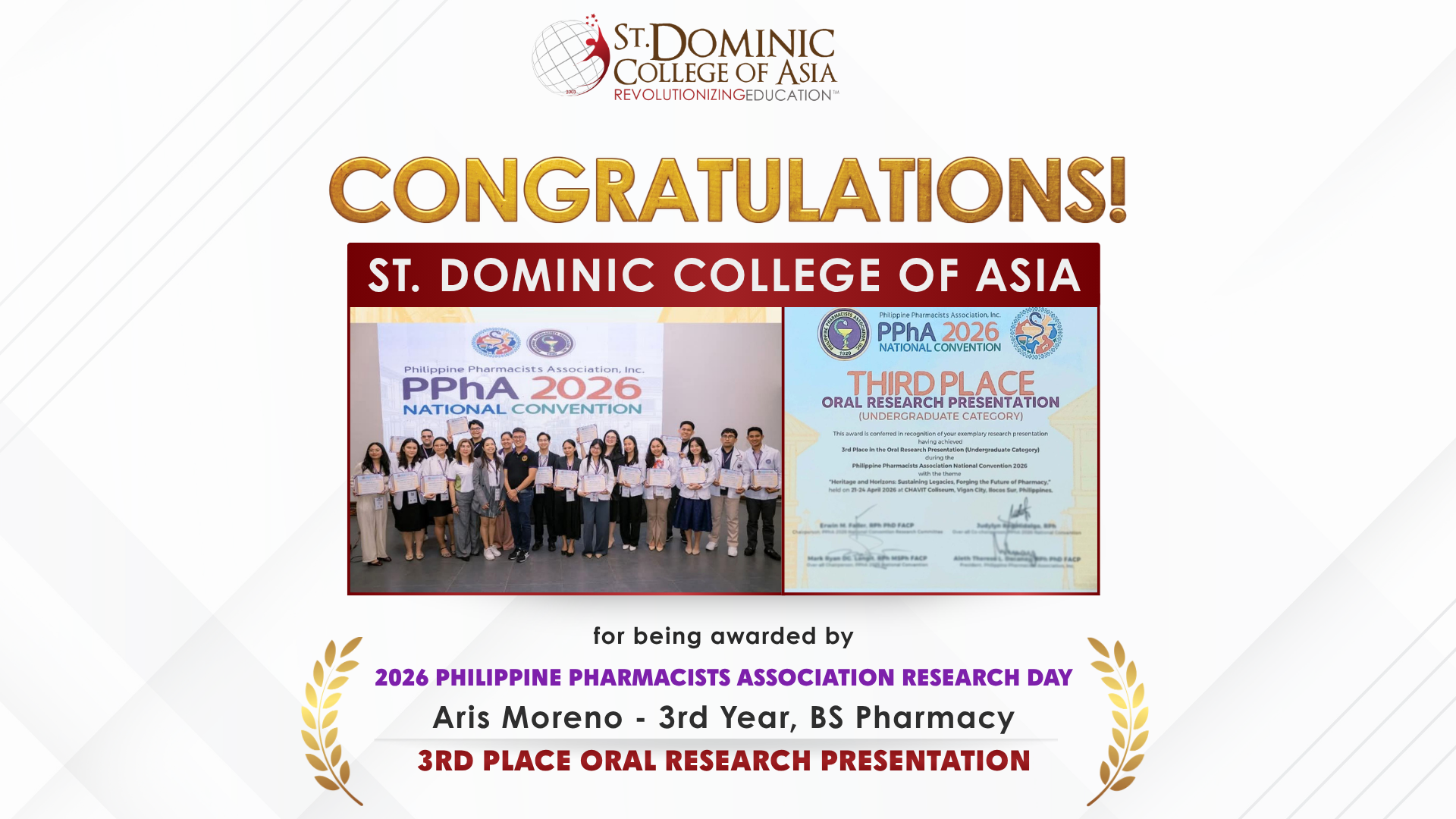 SDCA Student Earns 3rd Place in National Pharmacy Research Presentation