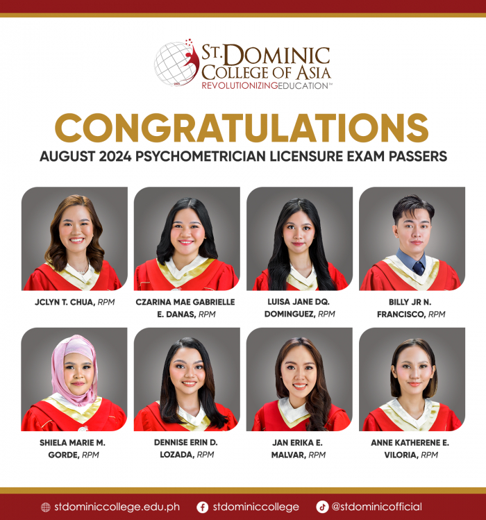 SDCA PRODUCES NEW PSYCHOMETRICIANS - AUGUST 2024, The Professional Regulation Commission (PRC) Board of Psychology released the results of the August 2024 Board Licensure Examination for Psychometricians (BLEPP) on August 19, 2024.