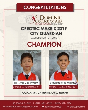 SDCA Basic Education Champion in the First Creotec MakeX Robotics 2019 City Guardian Competition