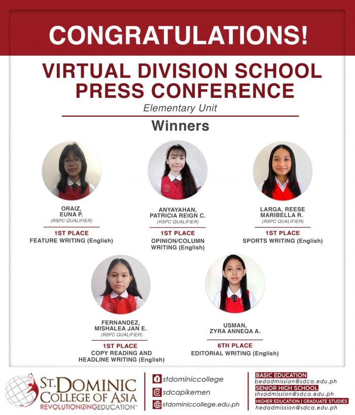 BASIC EDUCATION DEPARTMENT STUDENTS BAGGED MULTIPLE AWARDS IN THE VIRTUAL DIVISION SCHOOLS PRESS CONFERENCE