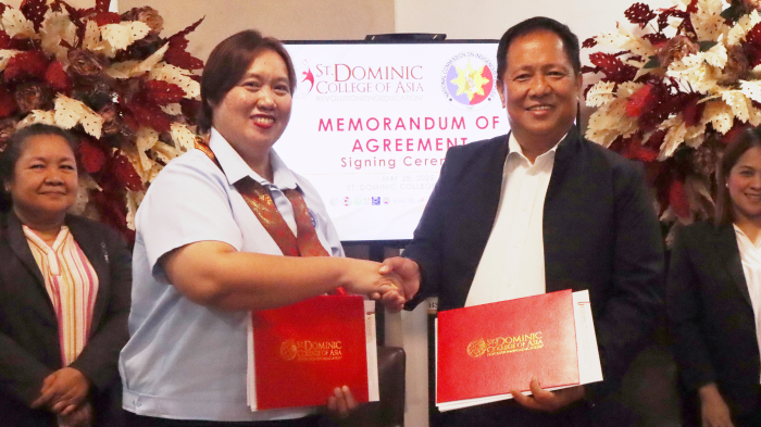 On May 28, 2025, St. Dominic College of Asia and the National Commission on Indigenous Peoples (NCIP) formalized their partnership through a Memorandum of Agreement signing ceremony held at Luigi's Bar. Dr. Gregorio A. Andaman Jr., President of SDCA, represented the institution, while Atty. Josefina S. Rodriguez-Agusti, Regional Director of NCIP Region IV-A CALABARZON, led the NCIP delegation, joined by two of their representatives. This collaboration aims to integrate cooperation on educational programs, develop community initiatives, and strengthen research efforts. The signing was organized to affirm both organizations’ shared goals and plans in line with their mutual commitment to societal development.